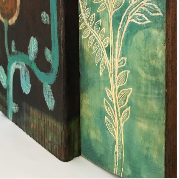 Detail of "Branches" by Limor Farber | mixed media encaustic on wood
