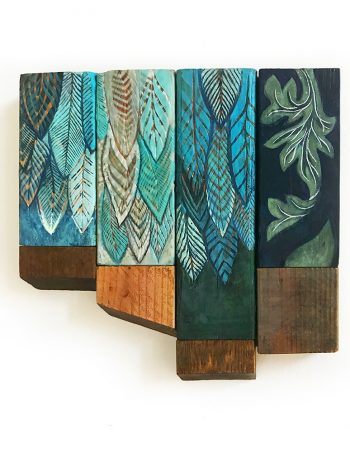 "Feathers" by by Limor Farber | milk paint, oil, beeswax encaustic, on reclaimed wood