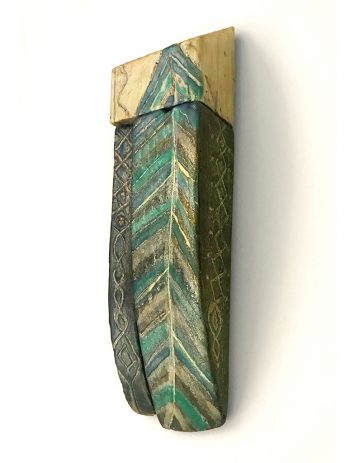 "First Feather" by by Limor Farber | oil, beeswax encaustic, on reclaimed wood
